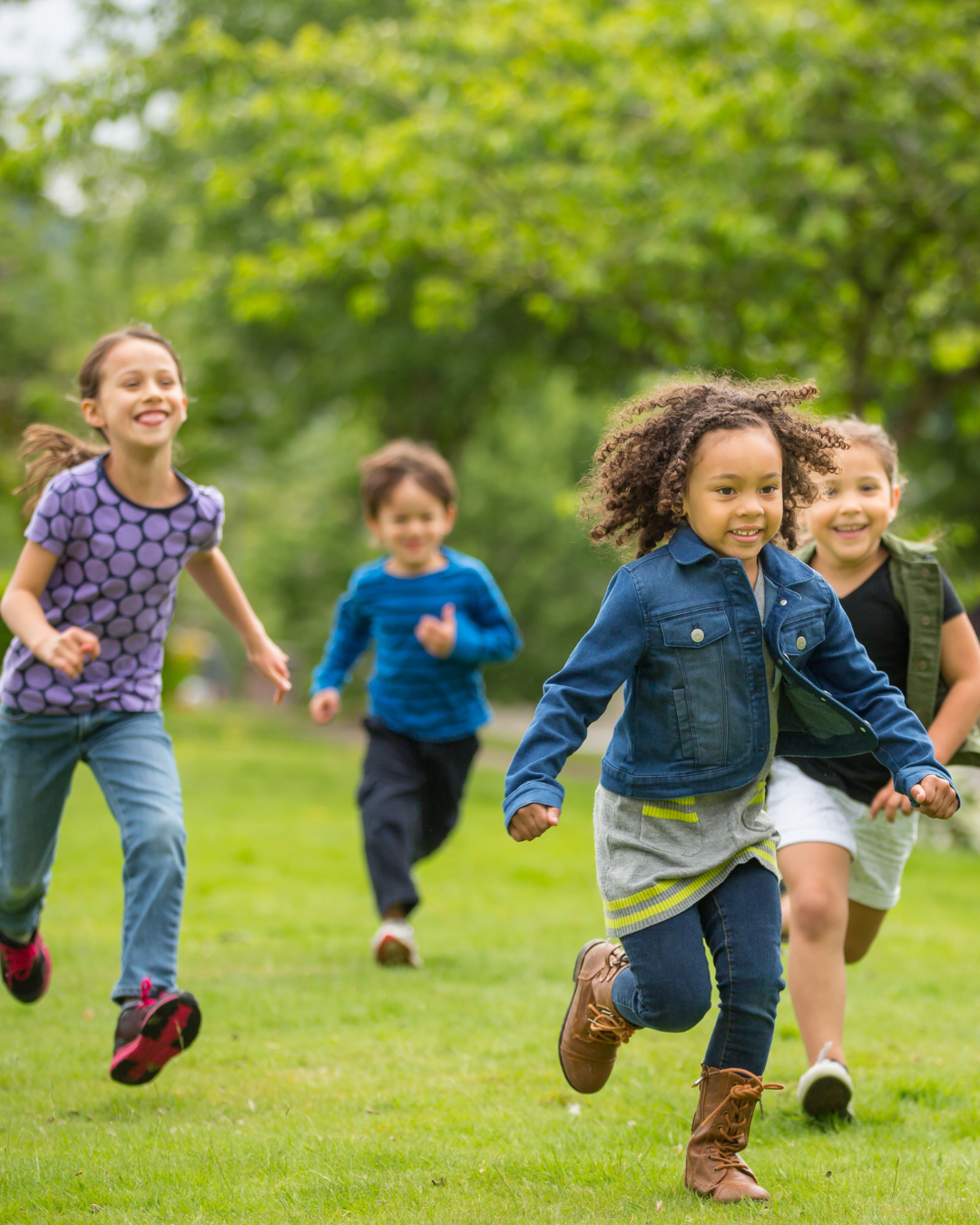 Kids running outside